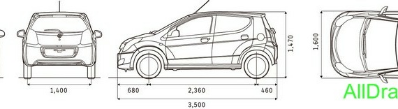 Suzuki Alto (2009) (Сузуки Алто (2009)) - чертежи (рисунки) автомобиля